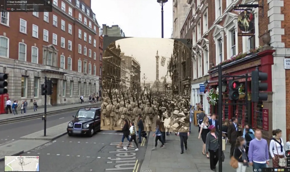 July 1919: French soldiers march in the Peace Day victory parade through London